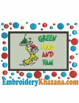 Green Eggs and Ham Embroidery Design