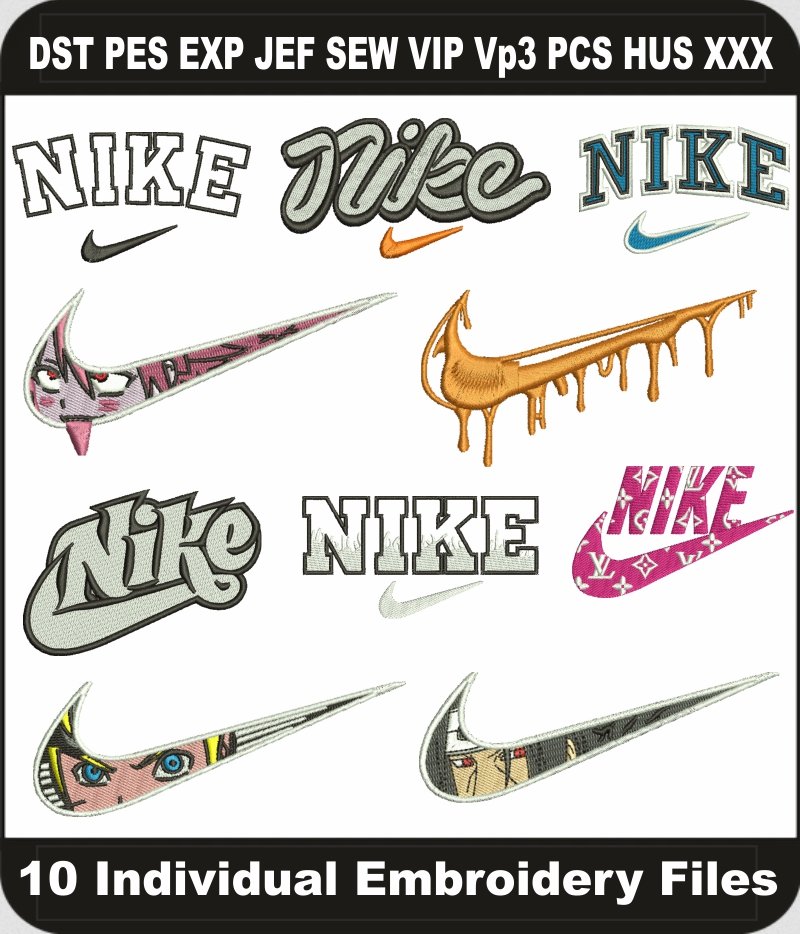 Nike Swoosh Embroidery Designs Bundle