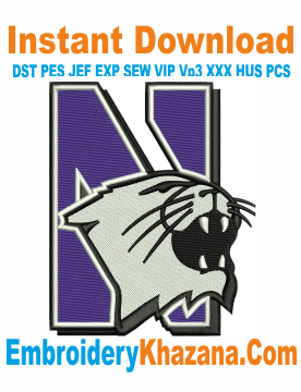 Northwestern University Wildcats Embroidery Design, Northwestern Wildcats Embroidery Files Instant Download