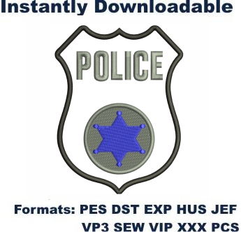 Back The Blue Police Badge Embroidery Designs