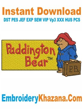 Paddington Bear Logo Embroidery Design