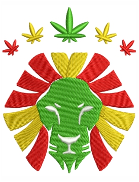 Weed Lion Embroidery Design