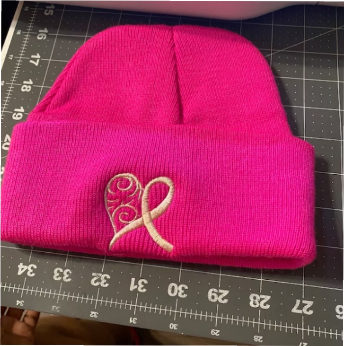 Breast Cancer Ribbon Embroidery Design